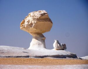 Famous landmark in White desert. The serenity of the vast dunes of White Desert in Egypt.