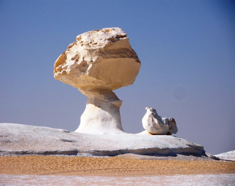 Famous landmark in White desert. The serenity of the vast dunes of White Desert in Egypt.