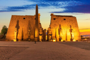 Panoramic view of sunset of the temple of Luxor in Egypt